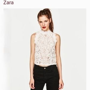 ZARA TRAFALUC EMBROIDERED LACE TOP NWT